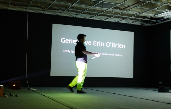 Erin O'Brien gives an artist talk. Photo by Yen Nguyen.