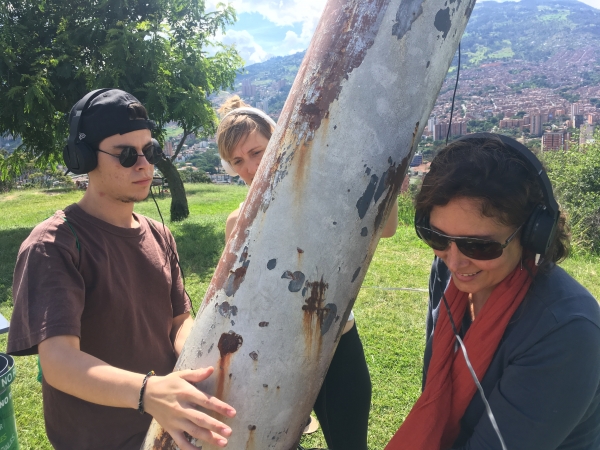 performance on a metal tube. Photo: Nathan Ober